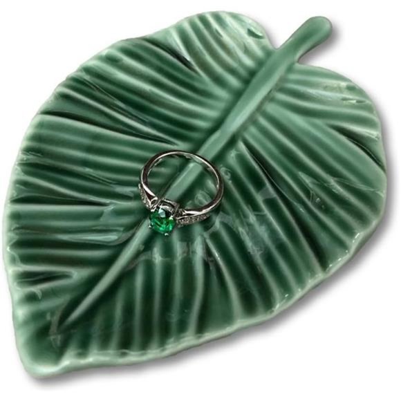 Leaf Trinket Dish Decorative Ring Dish Holder for Jewelry Engagament Wedding - Picture 1 of 5